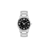 Ladies Black Case Watch Ladies Silver Stainless Steel Cas...