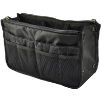 All purpose organizer with a roomy center compartment, two zipper...