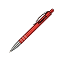 Stylish click action aluminum ballpoint pen with polished silver accents.......