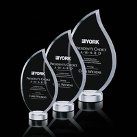 Jade 2-inch thick flame shape award on a brushed aluminum base.... from ASI...