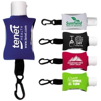 .5 ounce flip-top bottle of gel hand sanitizer in neoprene holder... from ASI...