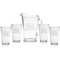 Glass Pitcher and Pint Set - Deep Etched