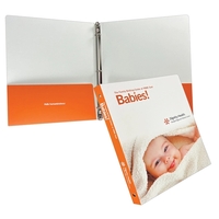 Three-ring laminated paper binder with two 4-1/4" pockets, printed in full......