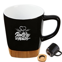 11 oz. Ceramic Coffee Mug with Removable Bamboo Coaster