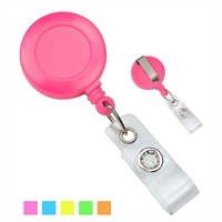 Neon round plastic badge reel includes a slide-type belt clip and... from ASI...