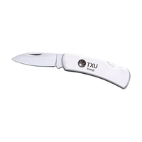 Stainless steel pocket knife that measures 3" when closed and features......
