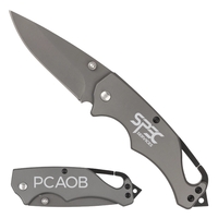 Tactical knife with folding 3" blade and built-in carabiner loop.... from ASI...