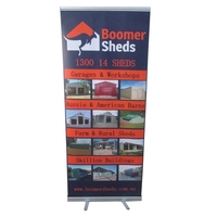 78.75" x 31.5" silver-coated satin retractable banner with hardware and...