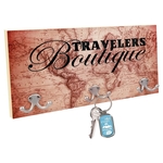 Gloss White Natural Wood Edge Coat Hanger w/ 3 Silver Hooks