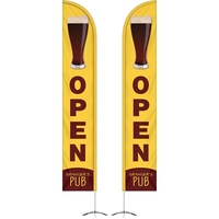 12' Double Sided Half Drop Banner w/ Premium Hardware & Base