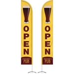 12' Double Sided Half Drop Banner w/ Premium Hardware & Base