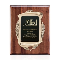 Walnut piano finish plaque with antique bronze frame. 10 1/2" x... from ASI...