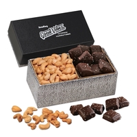 black and silver sparkle gift box with fancy cashews and chocolate... from...