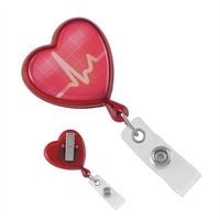 Red EKG themed heart shaped reel with clear vinyl strap. Blank.... from ASI...
