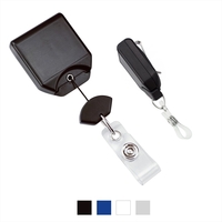 1.31" x 3.75" square plastic badge reel with clip and 34"... from ASI 62088...