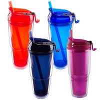20. oz acrylic tumbler with spill-proof screw-on lid and color matching......