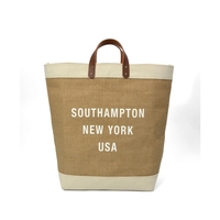 Made in USA - Burlap Tote with Real Leather Handles with... from ASI 65952 ZZ...