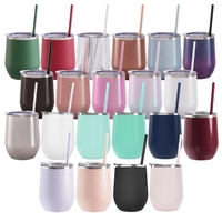 Maars 12 ounce insulated stainless steel wine tumbler with push-on lid......