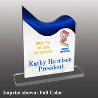 3/8" thick acrylic award with clear base and customization.... from ASI 72521...