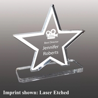 3/8" thick acrylic award with star shape, clear base and customization.......