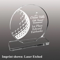 Golf Ball Themed Acrylic Award - Laser Etched
