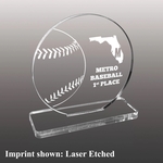 Baseball Themed Acrylic Award - Laser Etched