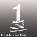 Number One Shaped Acrylic Award - Laser Etched