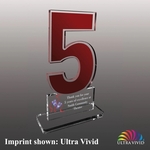 Number Five Shaped Acrylic Award - Ultra Vivid Color