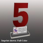 Number Five Shaped Acrylic Award - Full Color