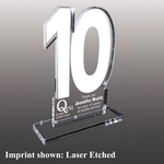 Number Ten Shaped Acrylic Award - Laser Etched
