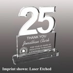 Number Twenty-Five Shaped Acrylic Award - Laser Etched
