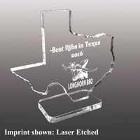 State of Texas Shaped Acrylic Award - Laser Etched