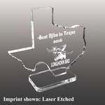 State of Texas Shaped Acrylic Award - Laser Etched