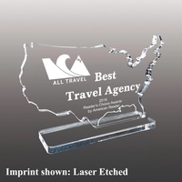 America (USA) Shaped Acrylic Award - Laser Etched