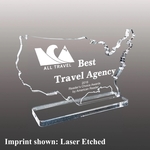 America (USA) Shaped Acrylic Award - Laser Etched