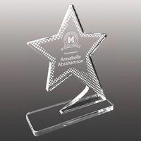 3/8" thick acrylic award with star shape, clear base and customization.......