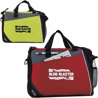 Diagonal pocket briefcase with zippered main compartment and front slip...