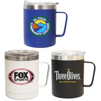 12 Oz. Stainless steel vacuum desk mug with handle, blue, white... from ASI...