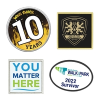 Custom metal lapel pins in assorted shapes and sizes with laminate... from...
