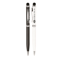 Twist action aluminum ballpoint stylus pen with chrome plated clip, rings,......