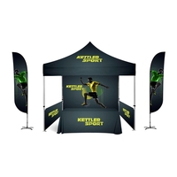 Premium Kit 10'x10' Hex Frame Tent, 2 12' Feather Flags