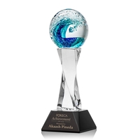 The magnificent Surfside Artglass award features a beautiful crashing blue...