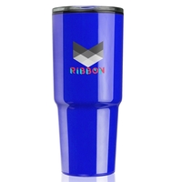 Customizable 32-ounce plastic double-walled travel mug with color coordinated...