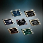 3.75" x 3.75" Black Marbleized Acrylic Paperweight