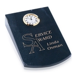 Arched Wedge Black Marble Clock