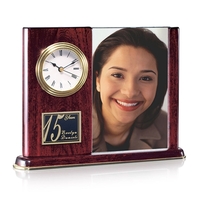 Rosewood gold clock with gold trim on base and 4" x... from ASI 84592 St...