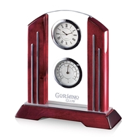 Piano finish rosewood clock with one clock face and brushed aluminum... from...