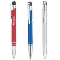 Aluminum ballpoint pen with plunger action mechanism with dual ring chrome......