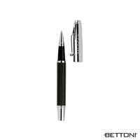Euro-style cap-off rollerball pen with brass cap, high-gloss carbon fiber...