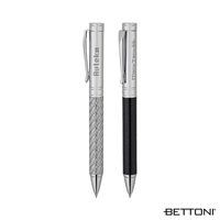 Brass ballpoint pen with twist-action mechanism, silver glass fiber or...